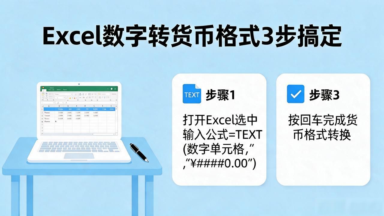 Excel数字变货币格式，3步搞定！