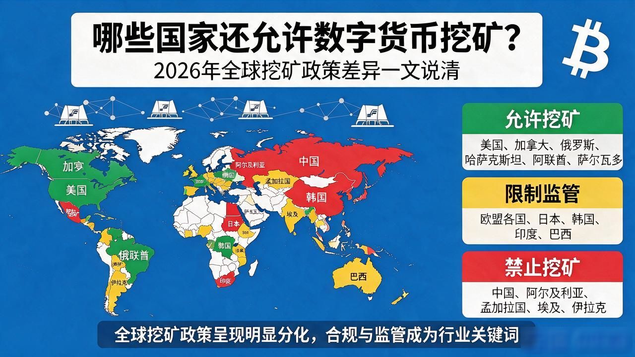 哪些国家还允许数字货币挖矿？2026年全球挖矿政策差异一文说清