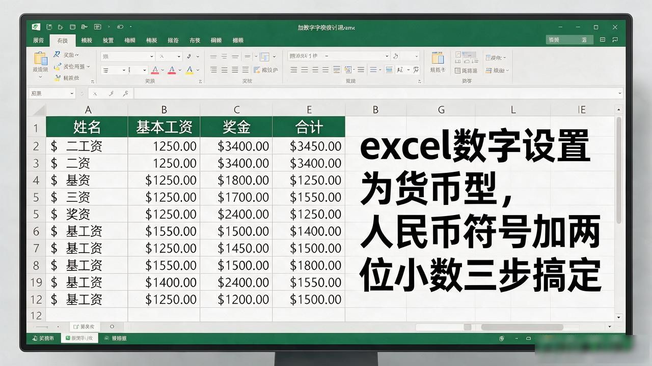 excel数字设置为货币型，人民币符号加两位小数三步搞定