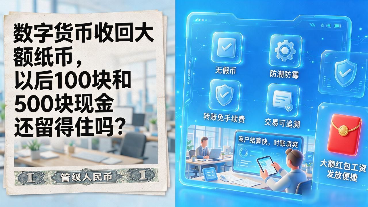 数字货币收回大额纸币，以后100块和500块现金还留得住吗
